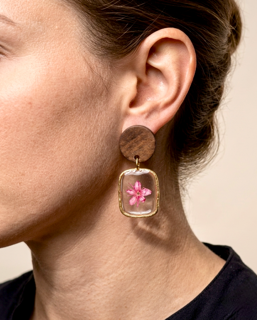 Mossrose Walnut Earrings