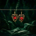 Scarlet Shimmer Heart Earrings