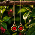 Crimson Bloom Threader Earrings