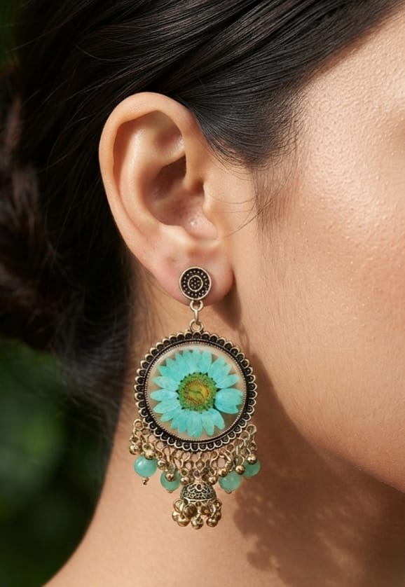 Turquoise Flora Chandbali