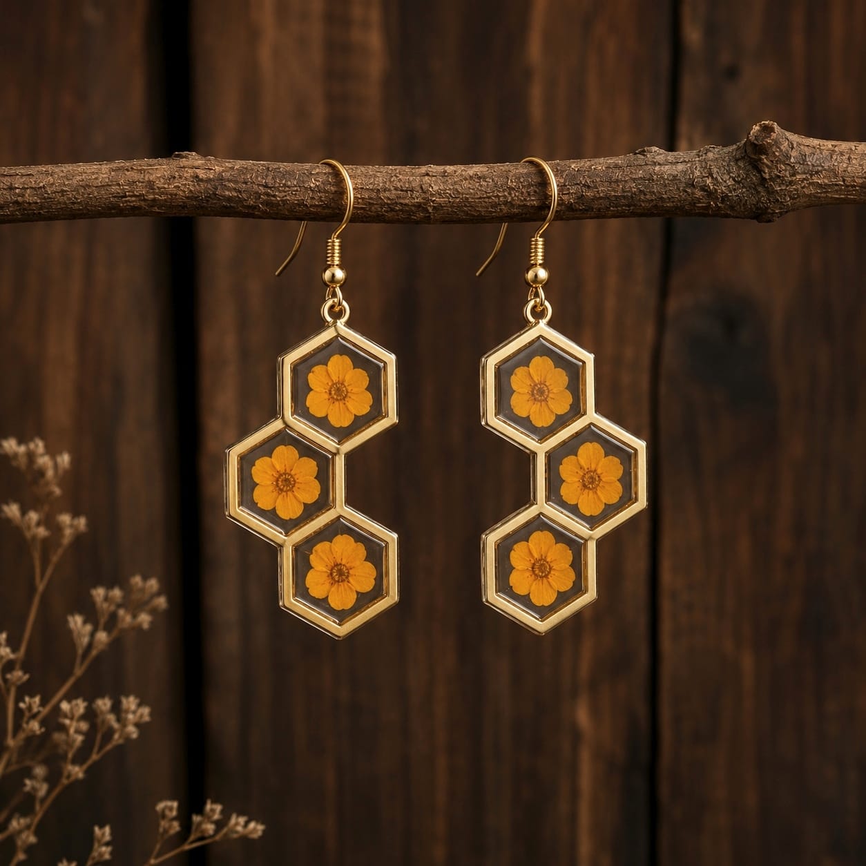Honeycomb Amber Earrings