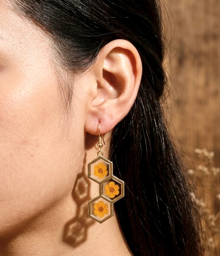 Honeycomb Amber Earrings