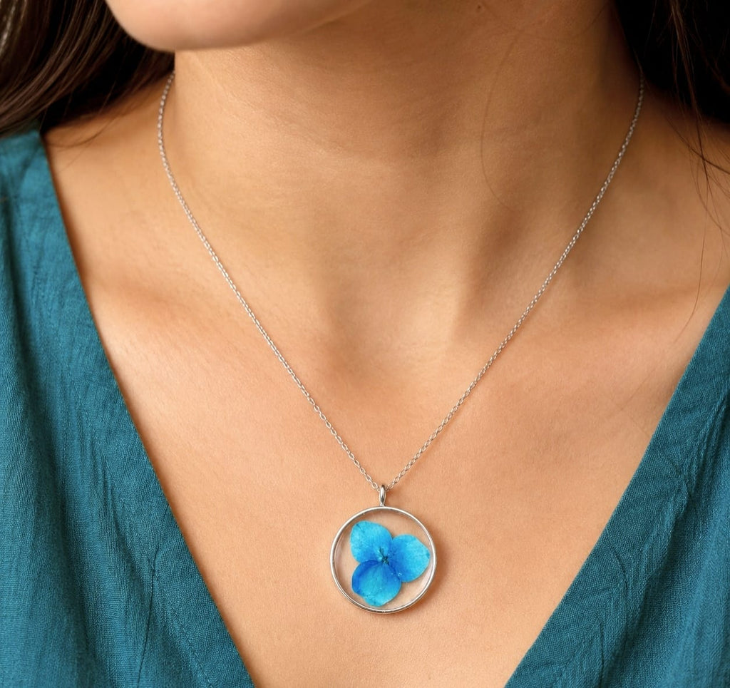 Cobalt Hydrangea Keepsake Pendant