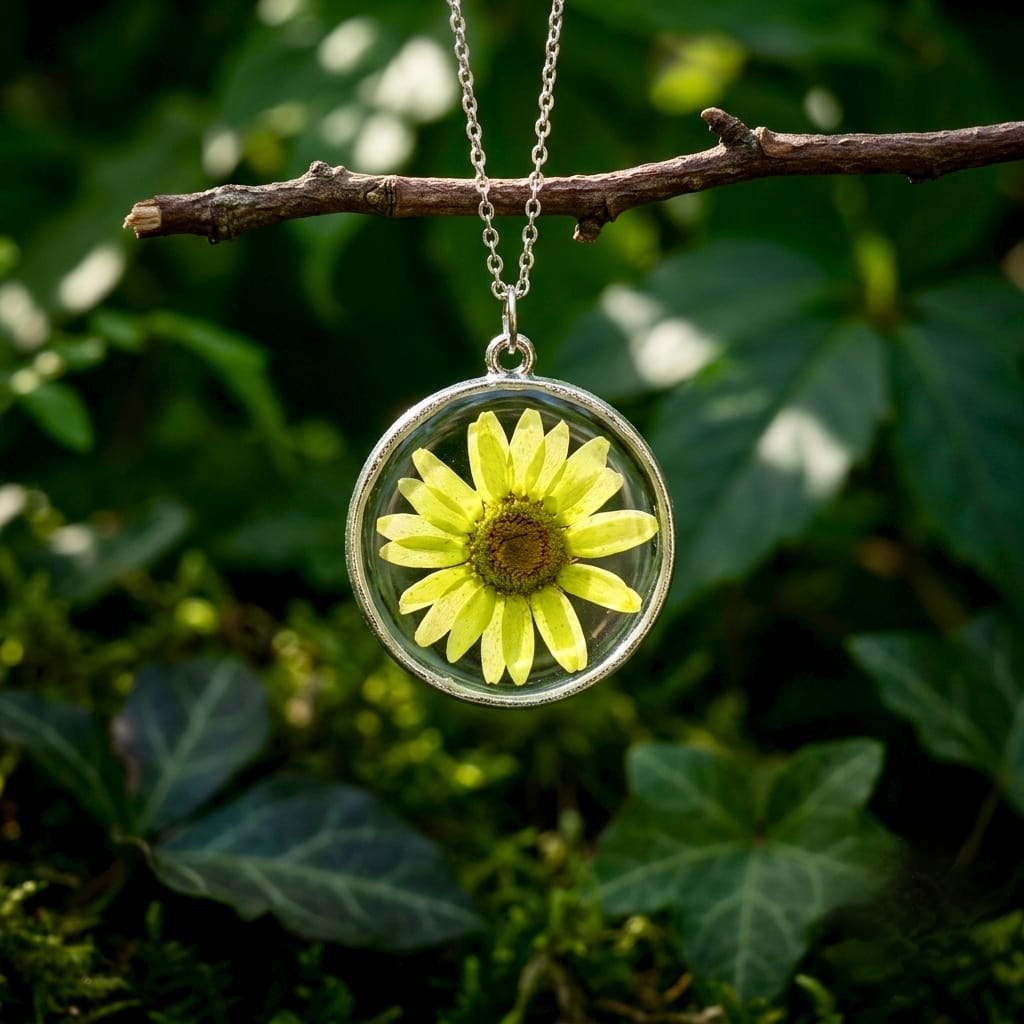 Lime Blossom Daisy Pendant
