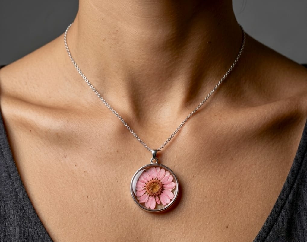 Rose-Tinted Daisy Pendant