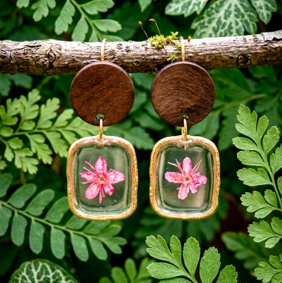 Mossrose Walnut Earrings