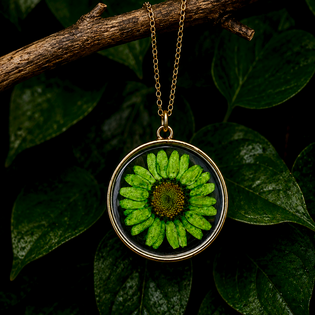 Forest Green Daisy Pendant