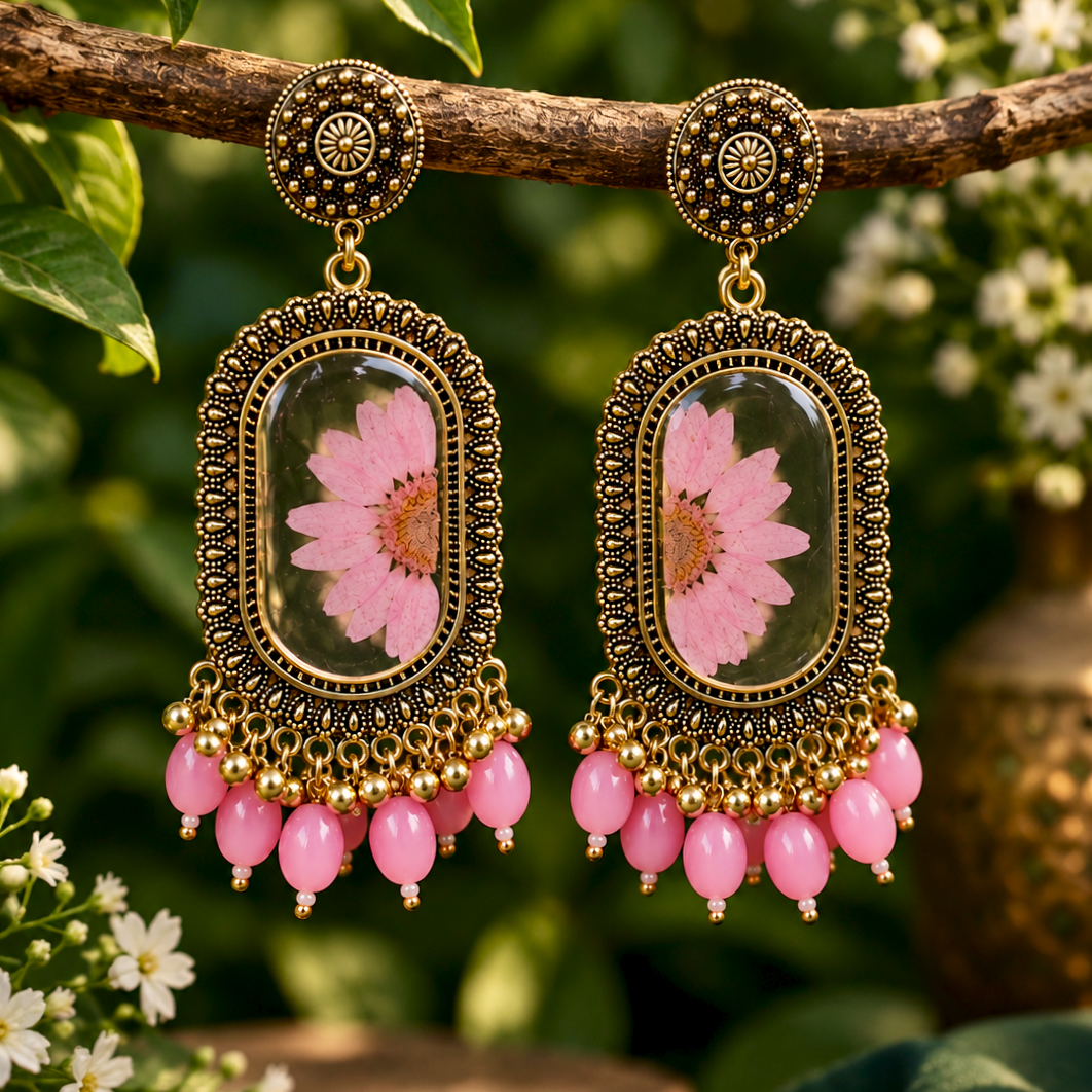 Pink Pearl Jhumkas