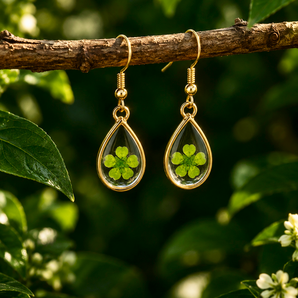 Green Dew Drop Earrings