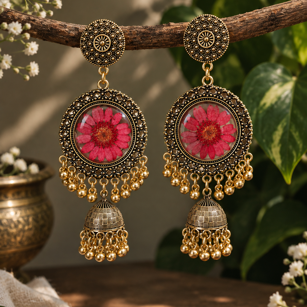 Gulabo Floral Jhumkas