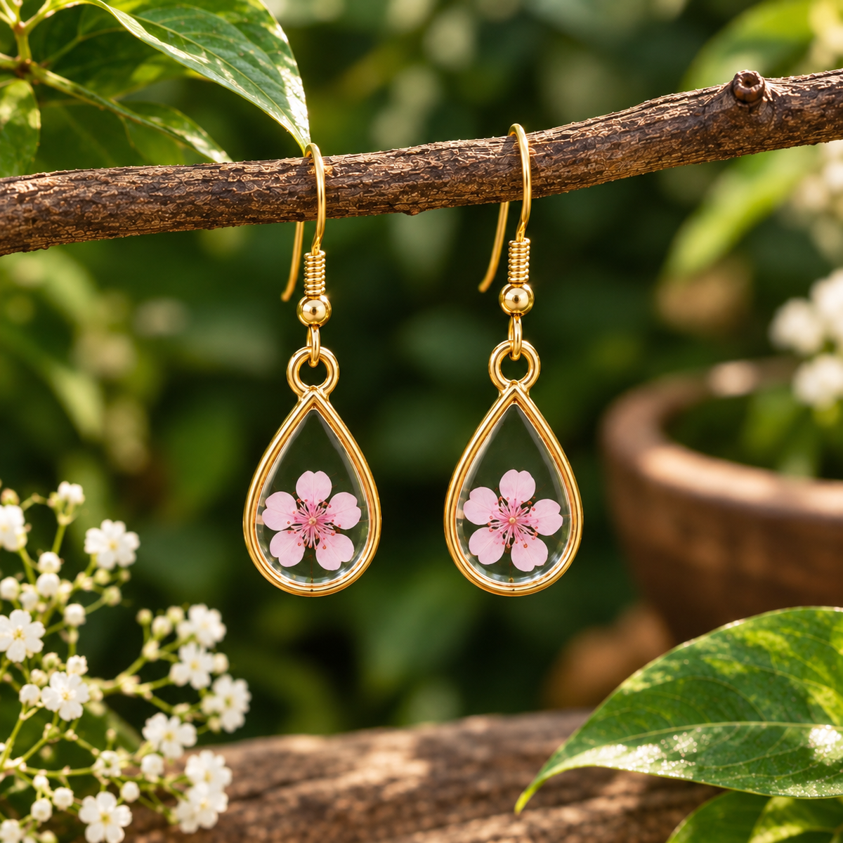 Pink Dew Drop Earrings