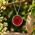 Deep Red Daisy Pendant