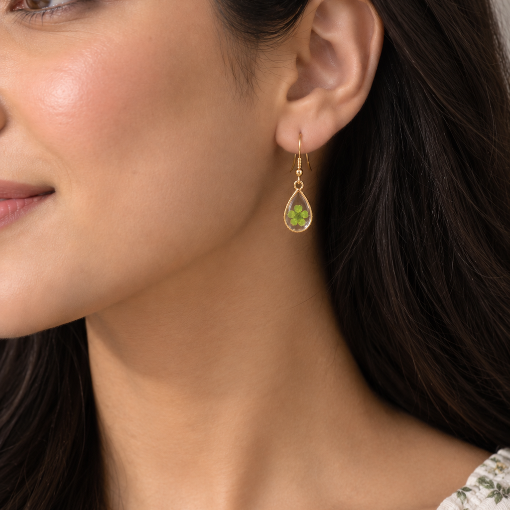 Green Dew Drop Earrings